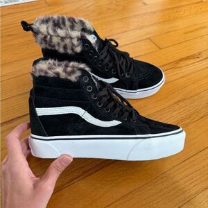 VANS Sk8 Hi Platform MTE Black/Leopard Fur Mens Sz 6 / Womens Sz 7.5 NWOT